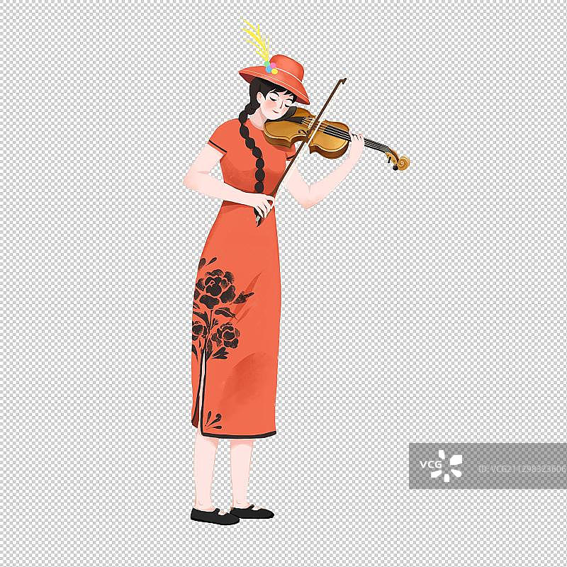 拉小提琴的女孩图片素材