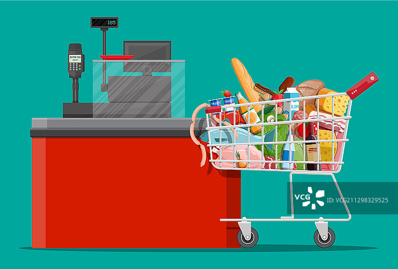 收银台上的食品杂货图片素材