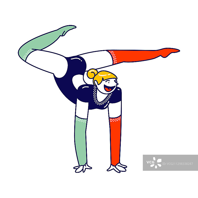 穿着音乐会服装表演的微笑女孩杂技演员图片素材