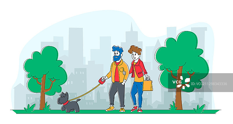 人们在户外与宠物共度时光图片素材