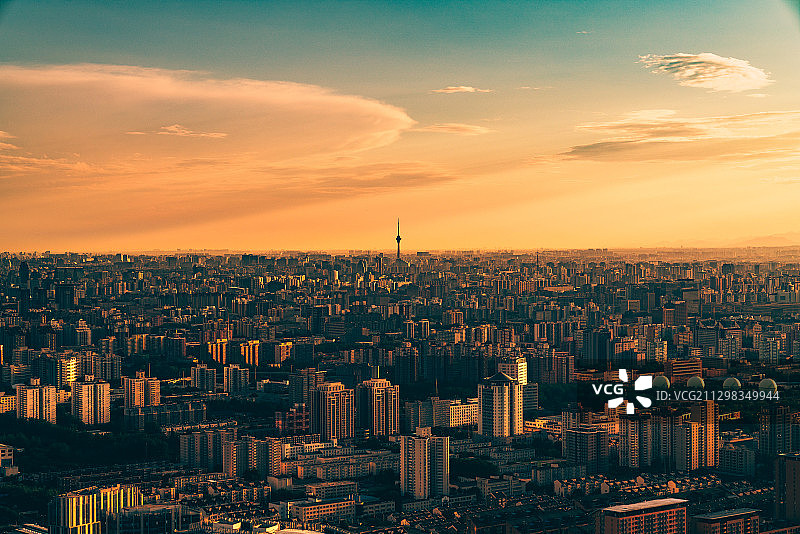 夕阳下的海淀全景图片素材