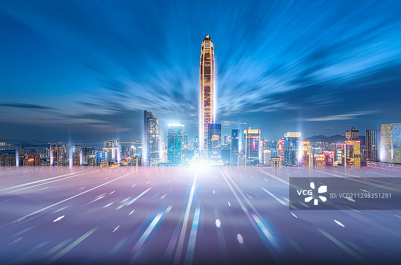 夜景深圳金融中心城市天际线建筑互联网科技数据传输无线技术图片素材