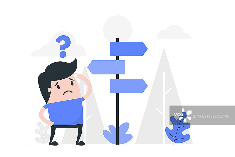 拿着十字路口标志牌的困惑男人图片素材