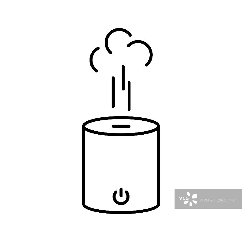 带蒸汽喷射线性图标的加湿器图片素材