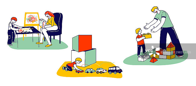 自闭症概念：儿童角色与关爱图片素材