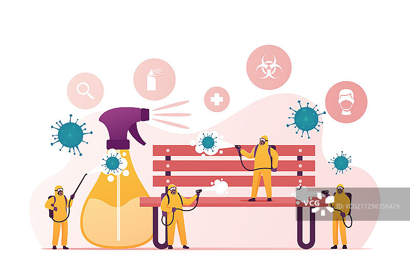 穿着防护服的人员正在清洁图片素材