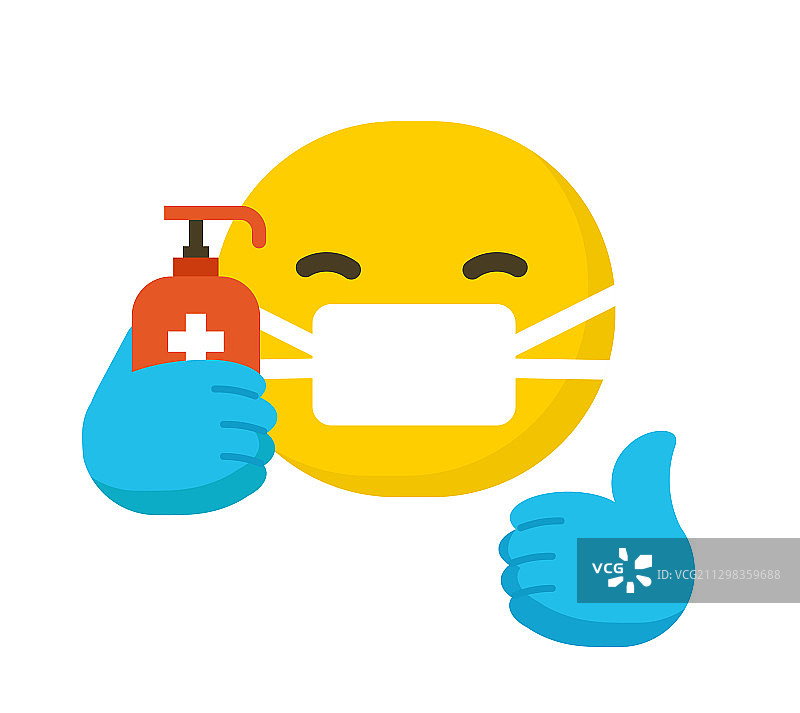 佩戴外科防护口罩表情符号图片素材