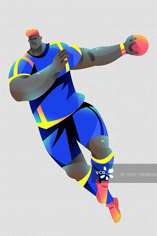 黑人运动员玩手球的插画图片素材