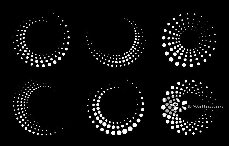 半色调圆形点状边框集合图片素材