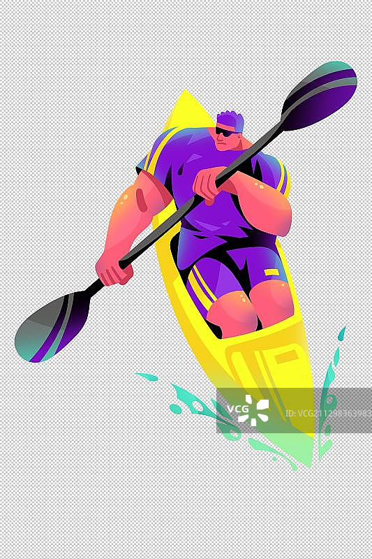 现代男子用桨划船的插画图片素材