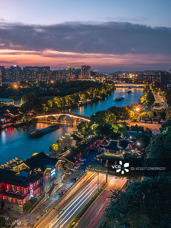 杭州运河拱宸桥日落风光图片素材