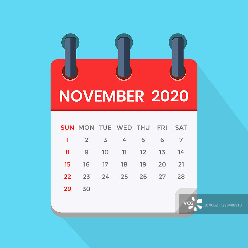 2020年11月日历模板图片素材