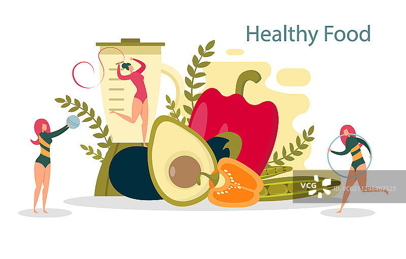 有益健康的食物，让优雅的体操运动员内心平静图片素材