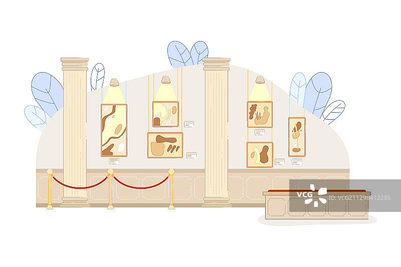 美术馆内的现代艺术作品展图片素材