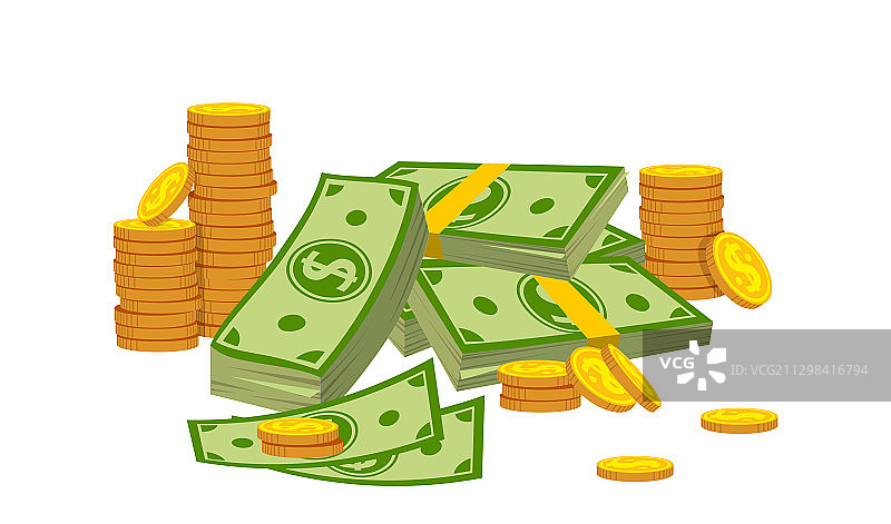 硬币堆卡通金钱组合图片素材