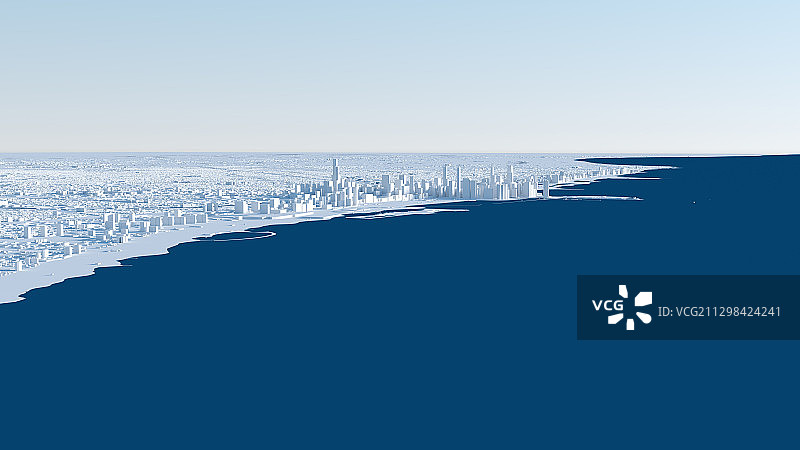 三维渲染的虚拟数字城市白模图片素材