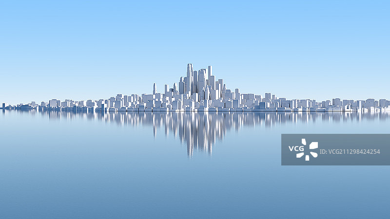 三维渲染的虚拟数字城市白模图片素材