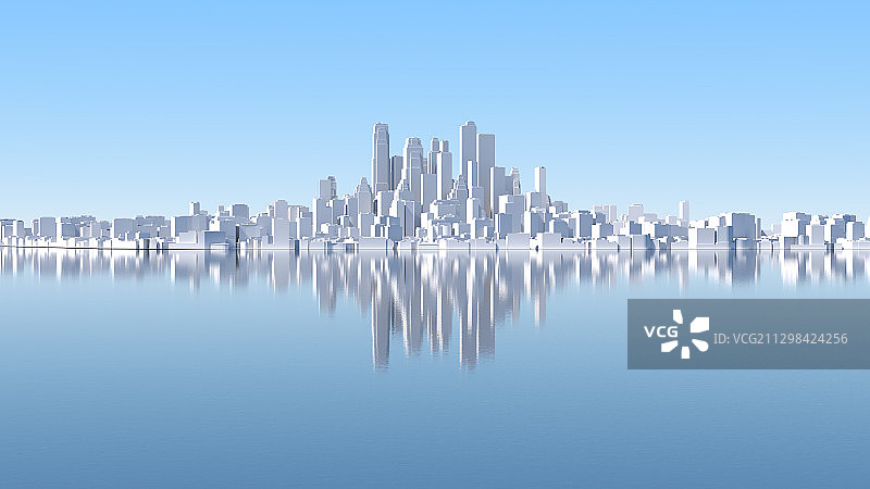 三维渲染的虚拟数字城市白模图片素材