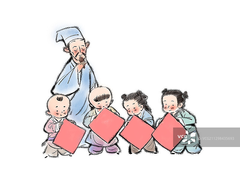 尊师重道教师节儿童插画图片素材