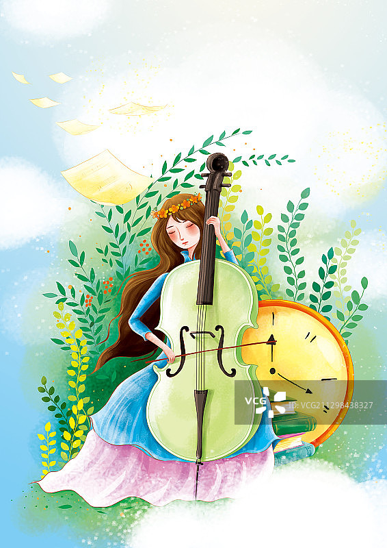 拉大提琴的女孩图片素材