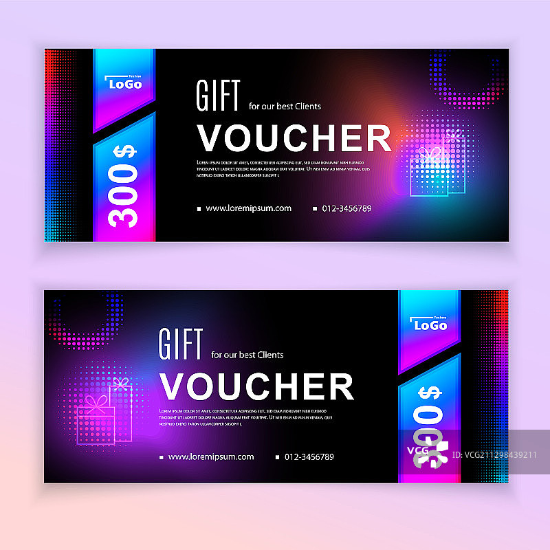 多色流体设计代金券模板图片素材