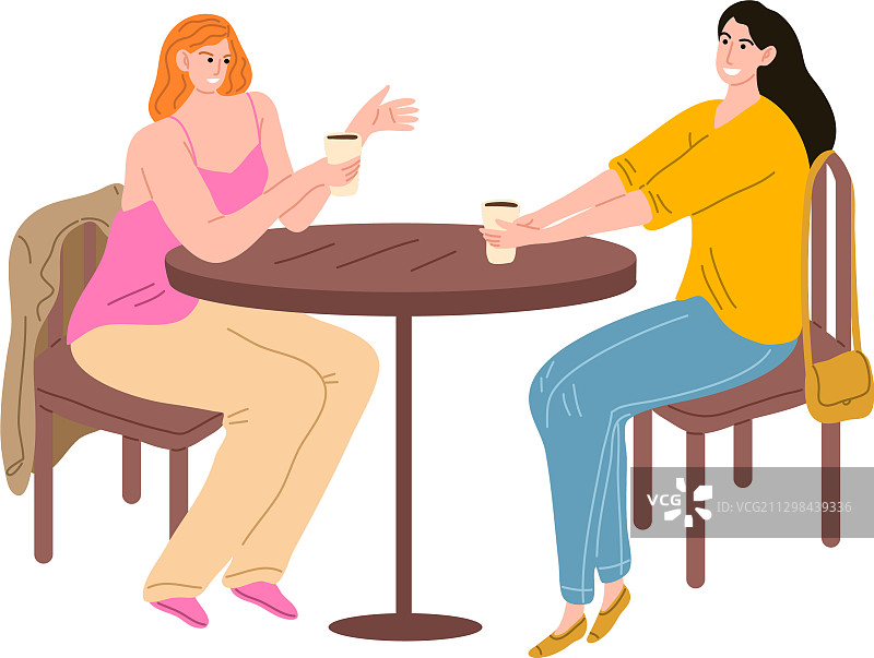 年轻女人与朋友见面喝咖啡图片素材