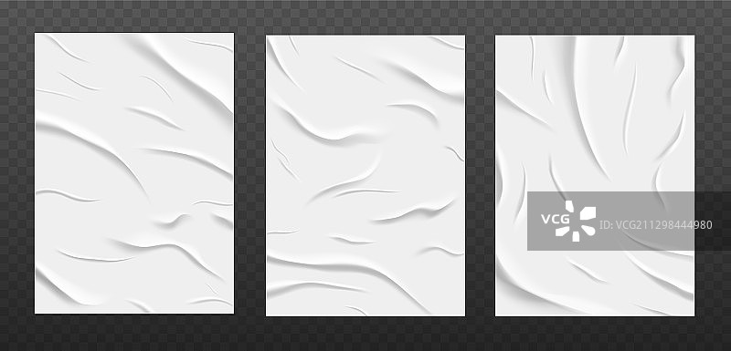 潮湿褶皱的白色胶合纸纹理图片素材