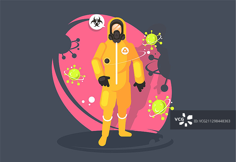 穿化学防护服的消毒员图片素材