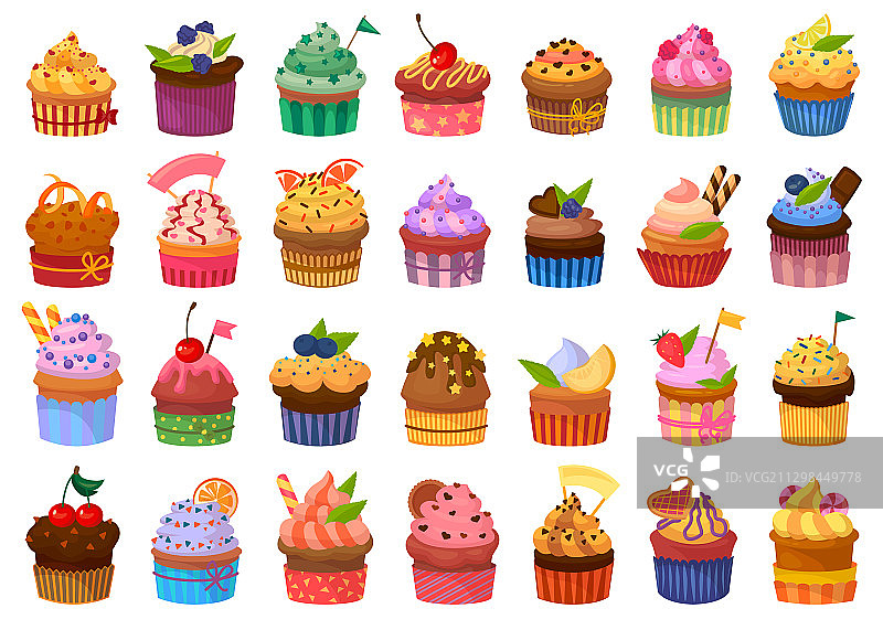 卡通纸杯蛋糕图标合集图片素材