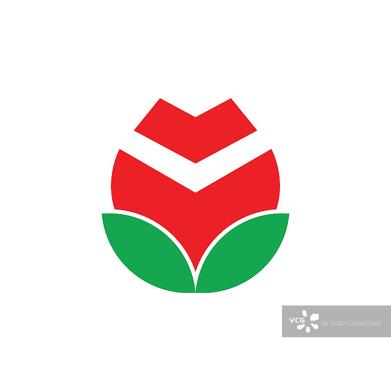 红色玫瑰叶自然风logo图片素材