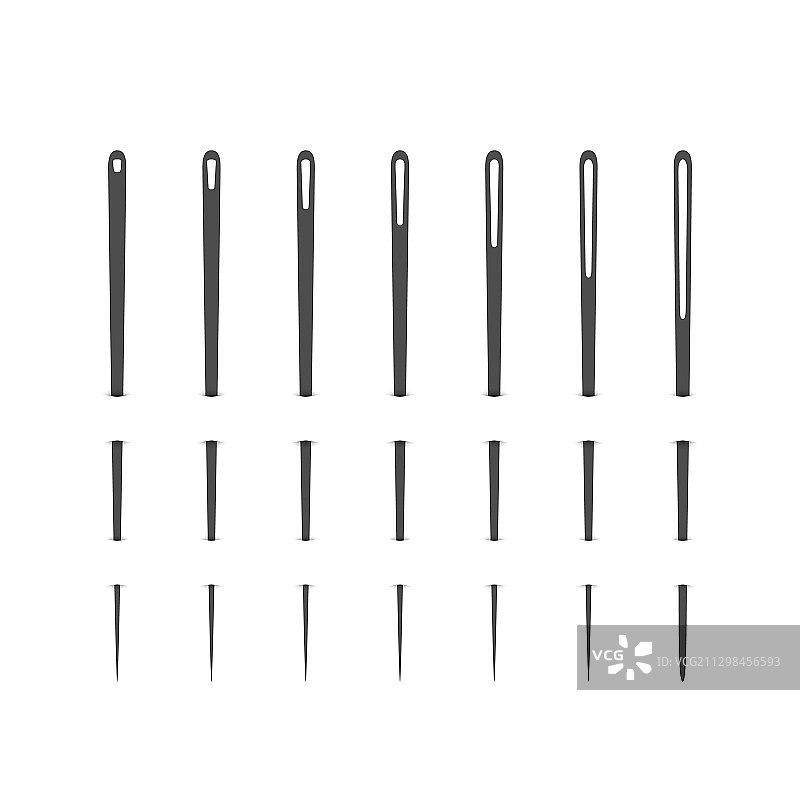 针具轮廓隔离图标集图片素材