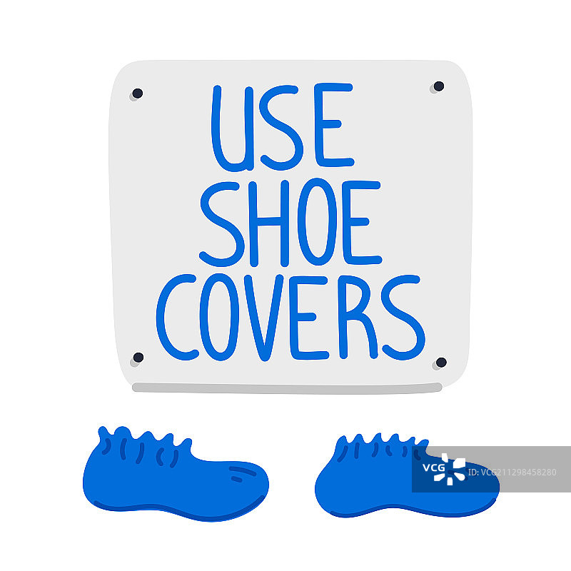 鞋套标志蓝色鞋套和墙面标志图片素材
