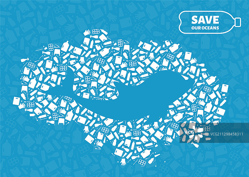 海豚塑料垃圾海洋环境问题图片素材