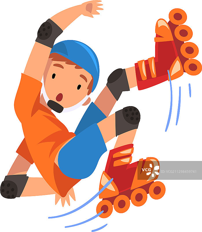 玩轮滑的青少年男孩摔倒图片素材