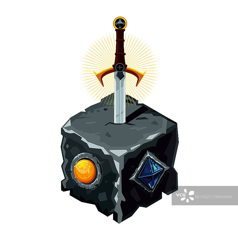 石头中的王者之剑传说武器图片素材