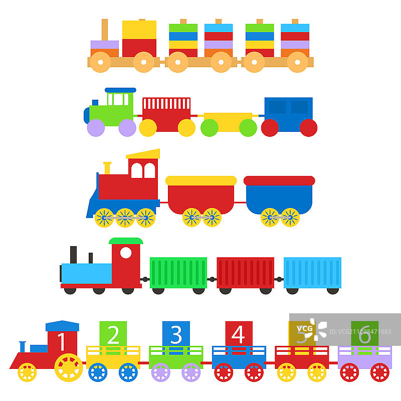 卡通火车玩具儿童套装概念图片素材