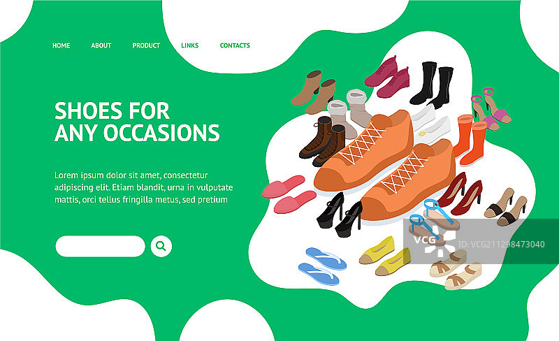2.5D鞋子概念网页等距视图图片素材