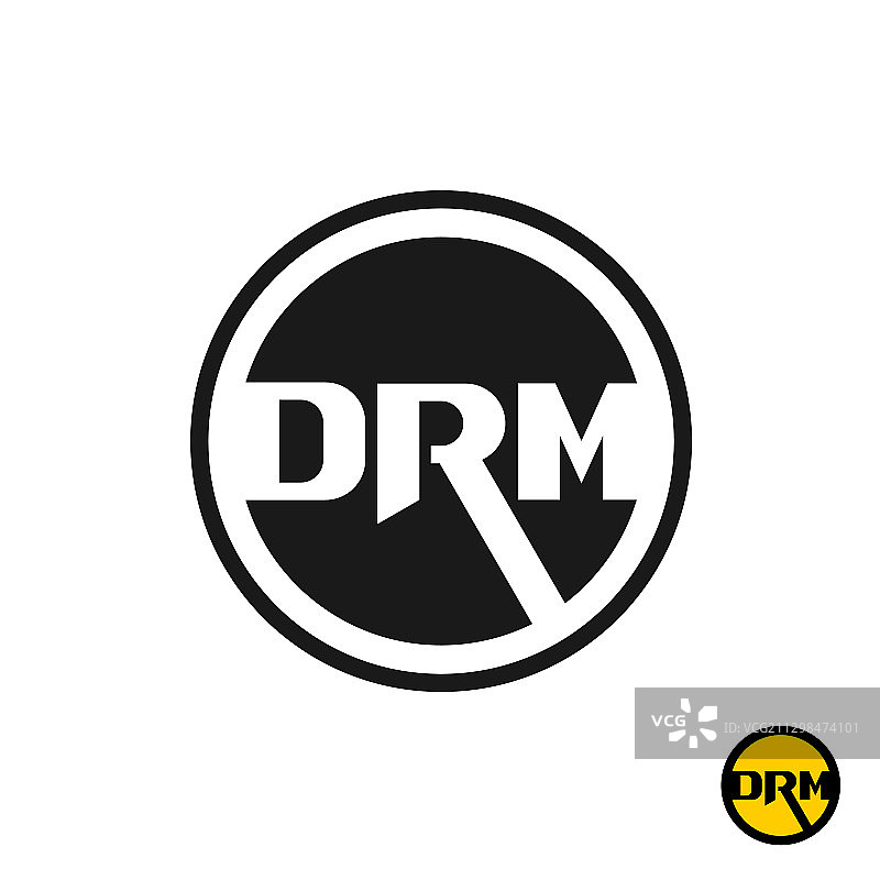 数字版权管理（DRM）首字母缩略词标志图片素材