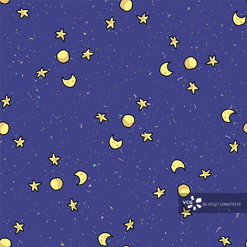 宇宙星月背景无缝图案图片素材