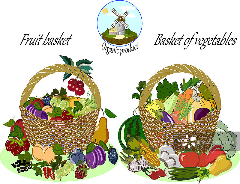 水果和蔬菜篮子图片素材