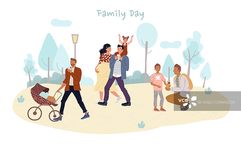 亲子在公园户外共度家庭日图片素材