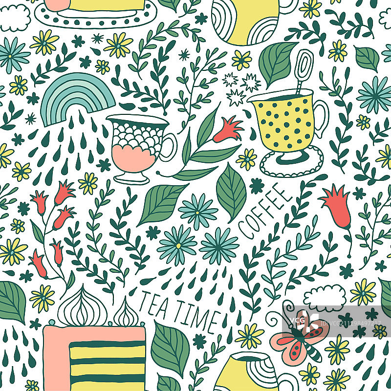 无缝花叶图案图片素材