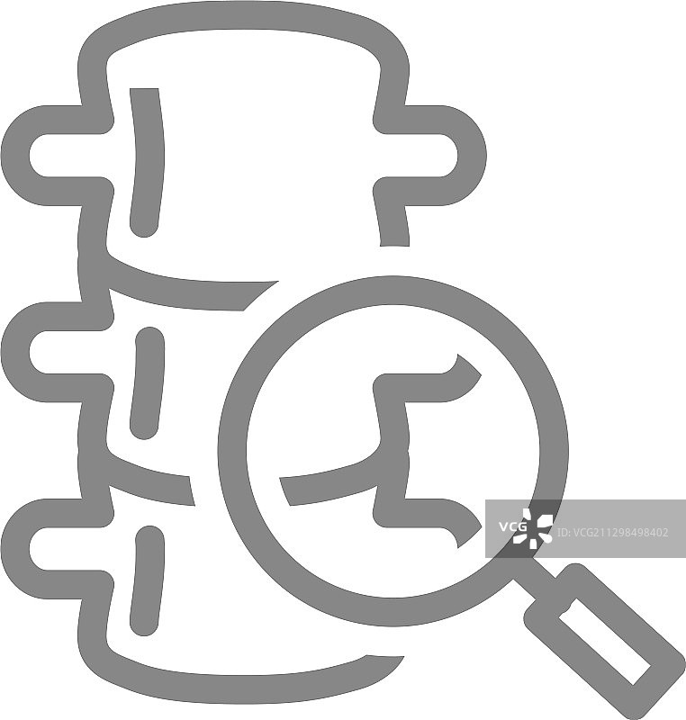 带有放大镜的脊柱线条图标图片素材