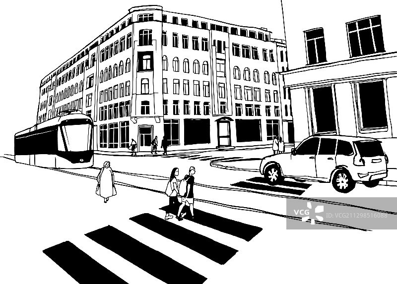 城市景观手绘草图图片素材