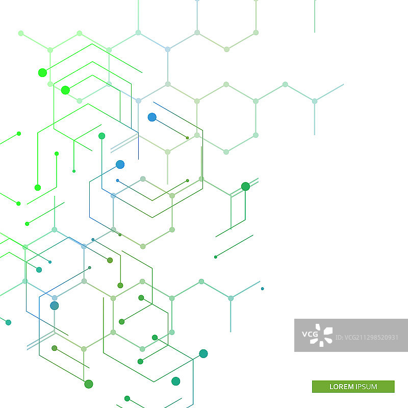 绿色连接六边形图片素材