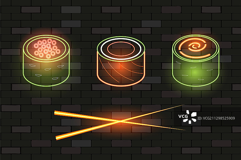 日本传统美食霓虹灯图标图片素材