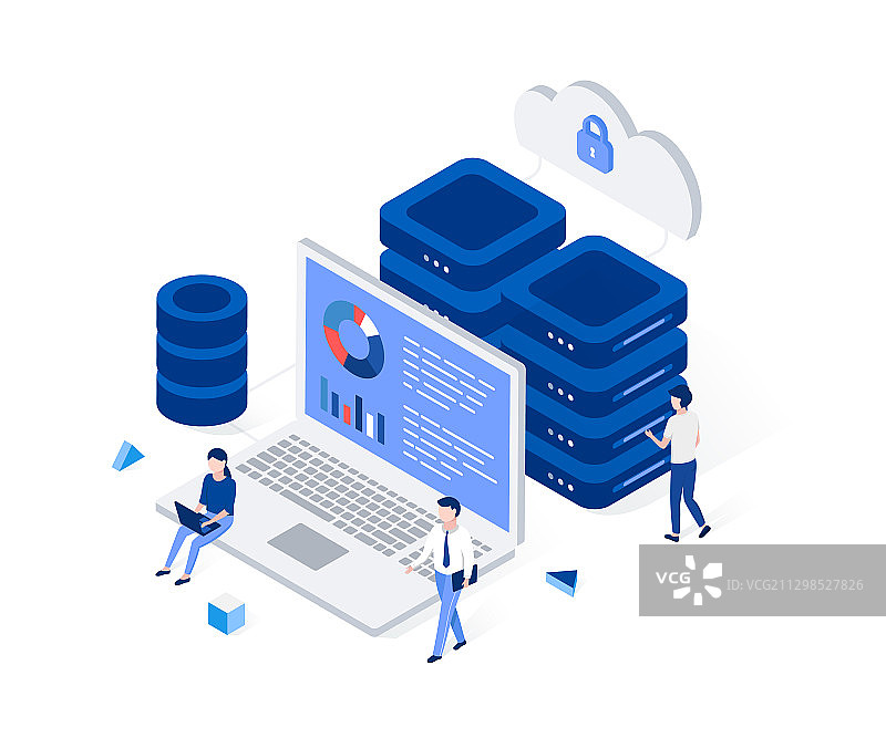 数据中心和Web托管2.5D概念图片素材