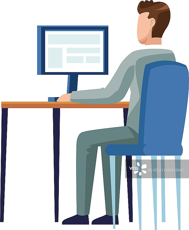 商人使用台式电脑工作图片素材