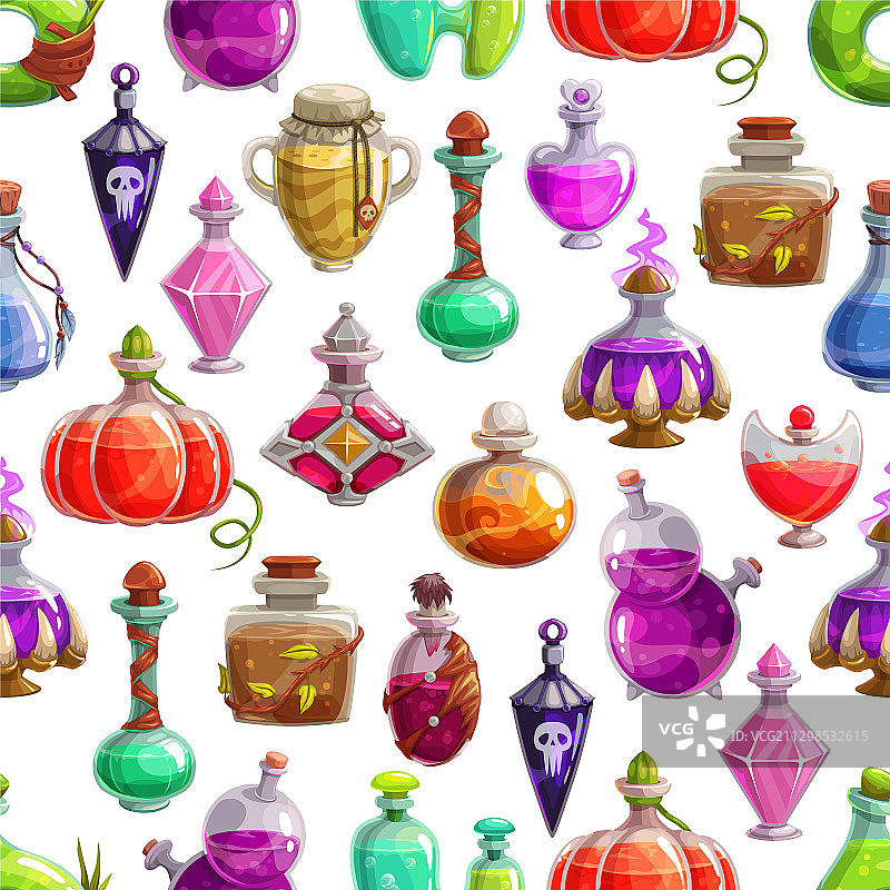 万圣节药剂瓶无缝图案图片素材