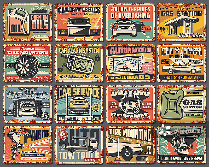 汽车轮胎、电池、机油和方向盘图片素材